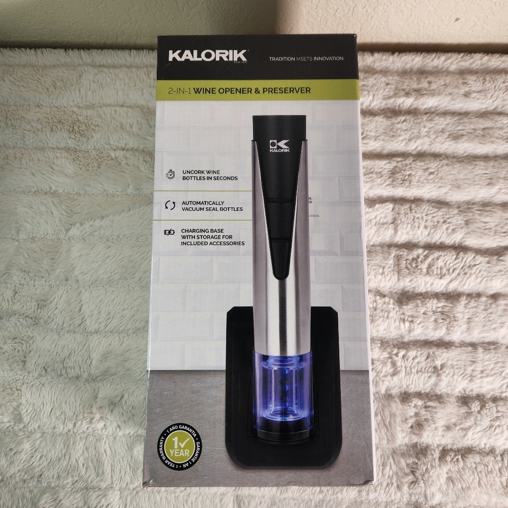 Kalorik 2-in-1 Stainless Steel Wine Opener and Preserver